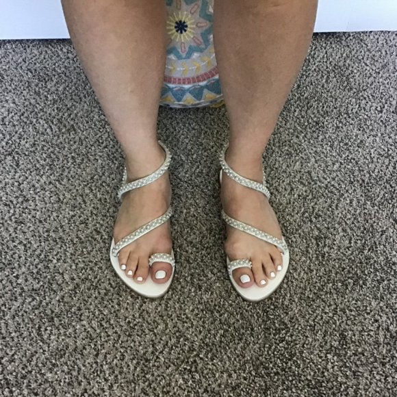 White on White Greek Wedding Sandals S 7.5 - Picture 2 of 5